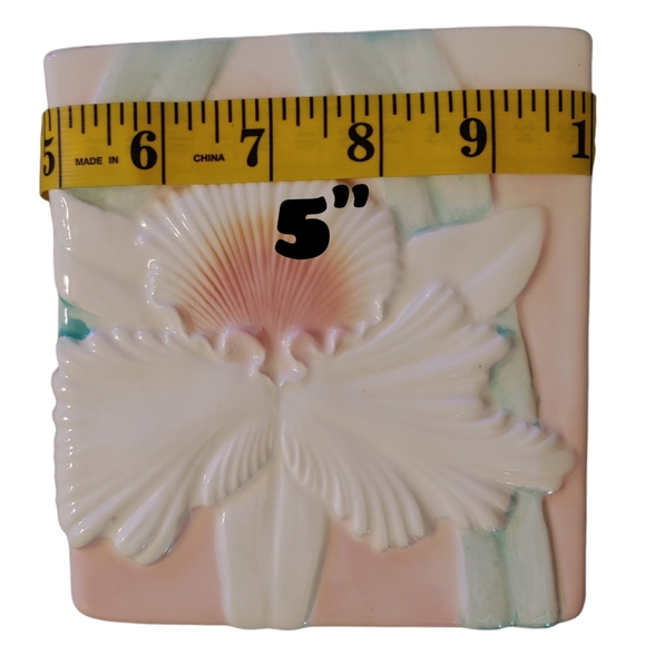 Tissue Holder by Figi Graphics Iris Pink White Green 5 1/2" X 5" Wide - Picture 7 of 8